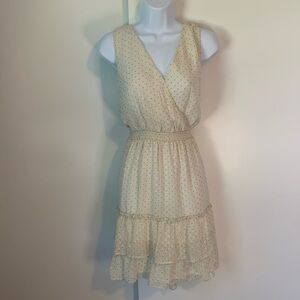 NWOT Hem & Thread Swiss Dot Sleeveless Wrap Dress with Ruffle Hem Ivory Size L